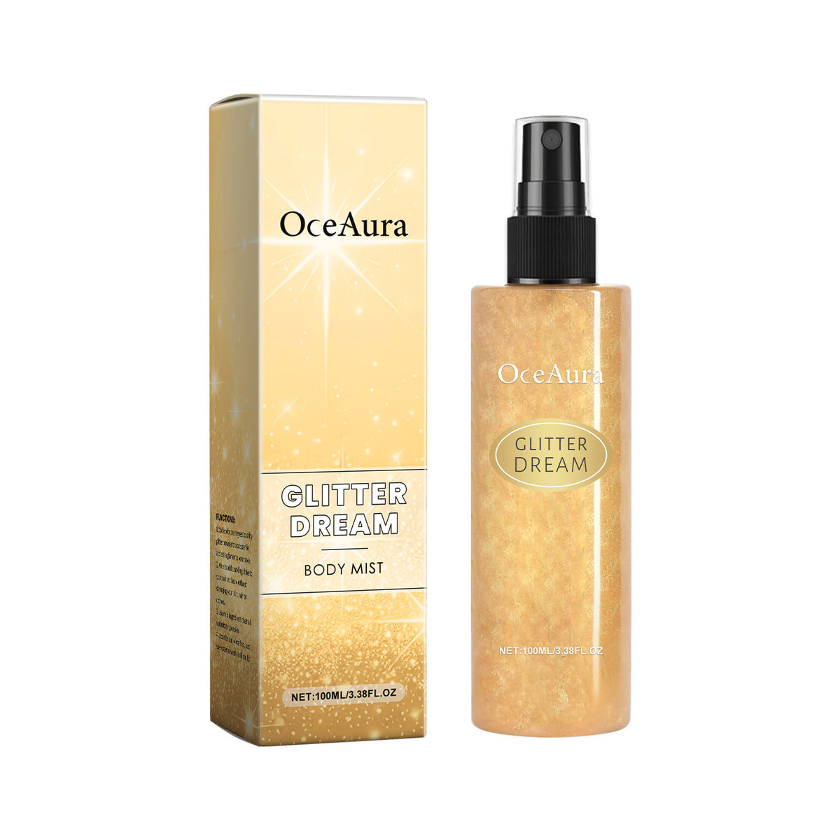 OceAura Body Glitter Spray Natural Stereoscopic Long-Lasting Shiny Hair Body Collarbone Highlighter Spray