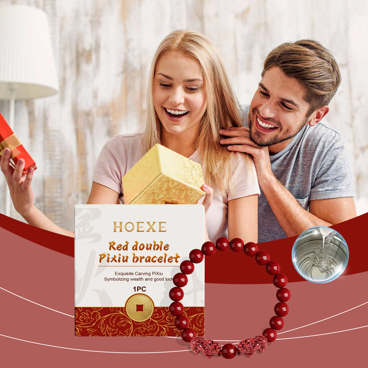 Red Double Pixiu Hand String Design Sense Bracelet Men And Women Universal Couple Hand Ornaments Portable Daily Gifts