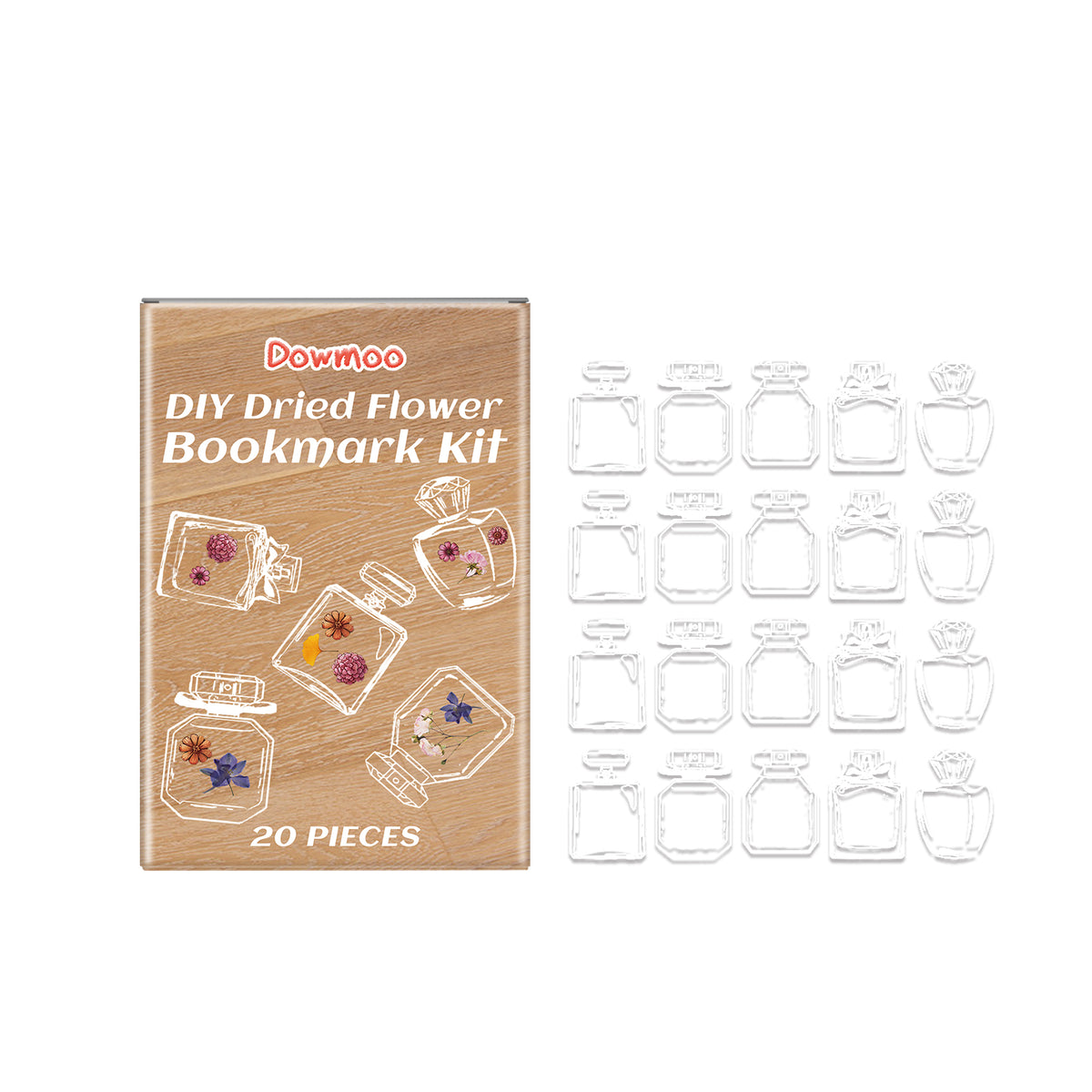 Dowmoo Dry Flower Bookmark Kit, Handmade Diy Bottle Dry Flower Hand Curtain Sticker Clear Bookmark Glass Bottle Decoration