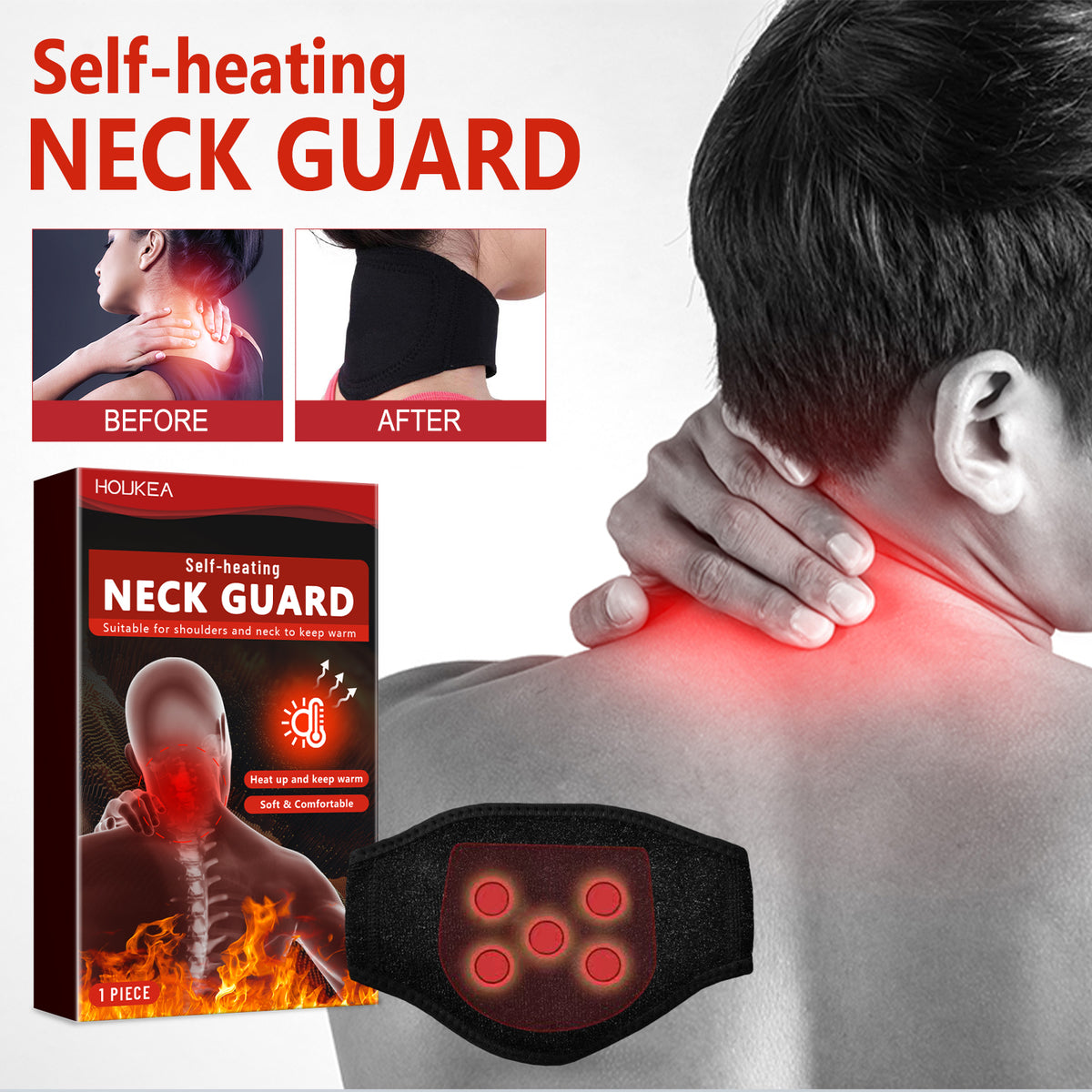 HouKea Self-Heating Shoulder And Neck Hot Compress, Relieve Lumbar Shoulder And Neck Joint Muscle Soreness Spontaneous Hot Compress Band