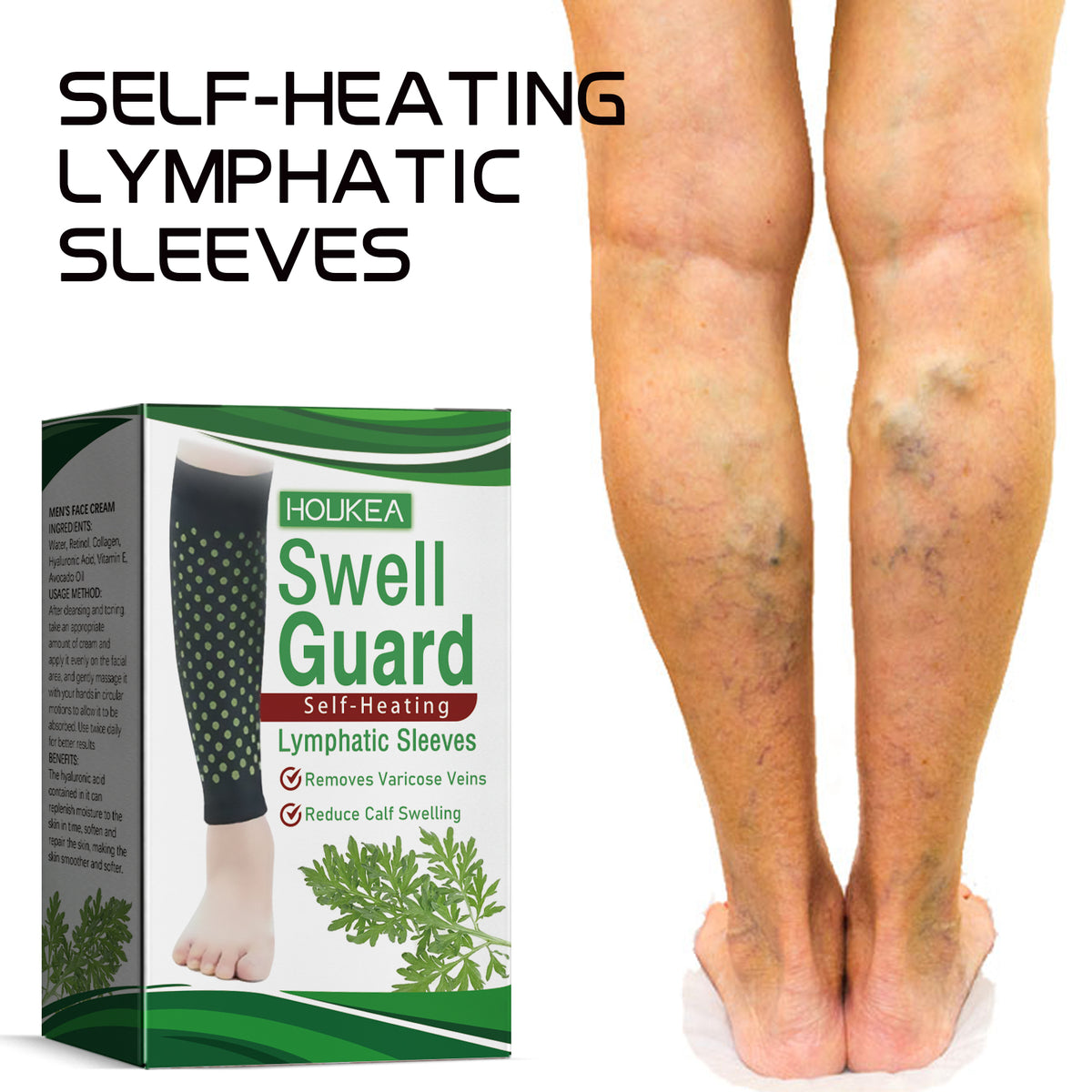 HouKea Heating Leg Cover, Relieve Lymphatic Swelling Venous Care Smooth Blood Vessel Bulges Warm Warm Leg Cover