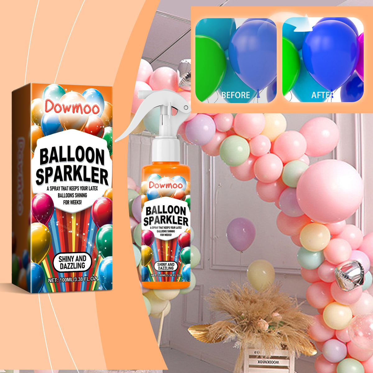 Latex Balloon Brightening Spray, Balloon Brightening Long-Lasting Effect Adds Ambiance Gloss Spray