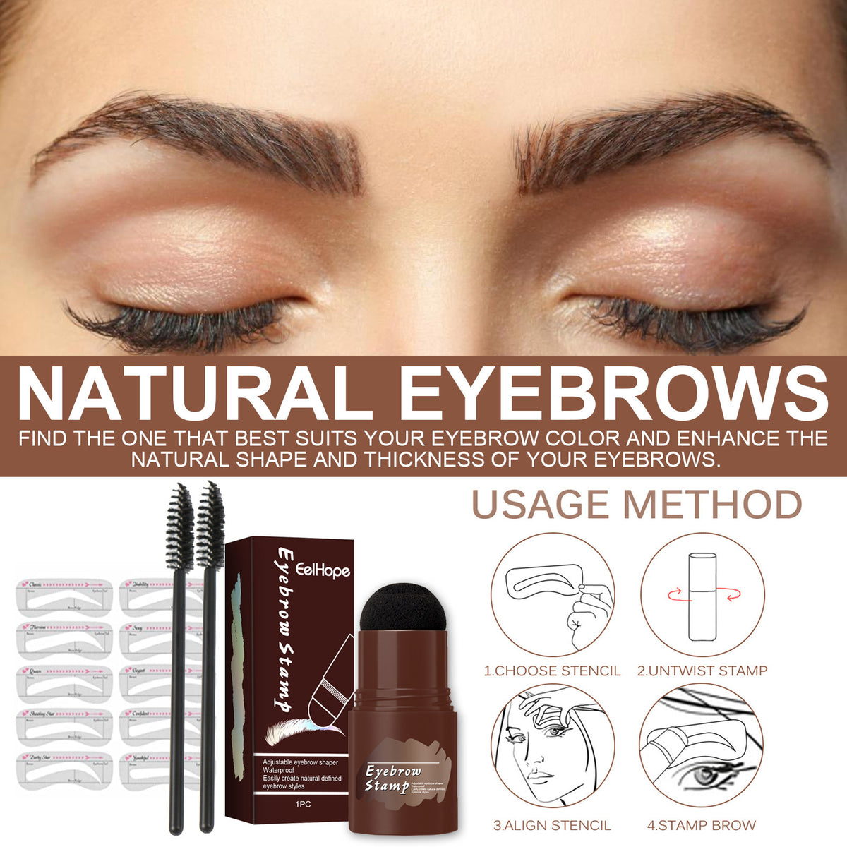 Brow Print Set Quick Brow Makeup Lazy Hairline Powder Repair Natural Waterproof Contouring Shadow