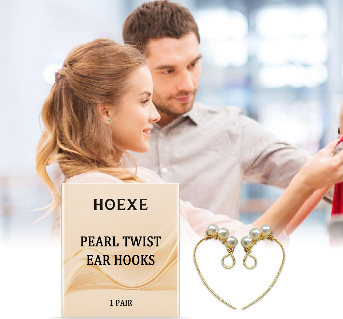Hoexe Pearl Twist Ear Hook All-In-One Feminine Earclip Earring Twist Pearl Ear Hang