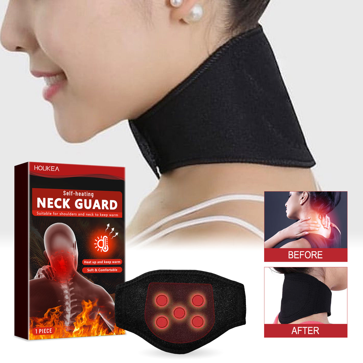 HouKea Self-Heating Shoulder And Neck Hot Compress, Relieve Lumbar Shoulder And Neck Joint Muscle Soreness Spontaneous Hot Compress Band