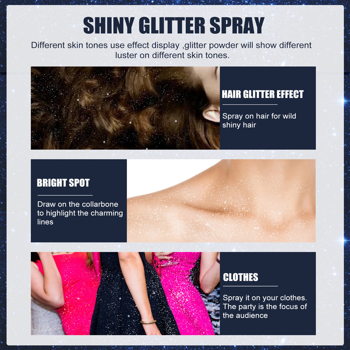 Glitter Spray, Halloween Brightening Makeup Night Club Party Clothing Highlights Skin Brightening Powder