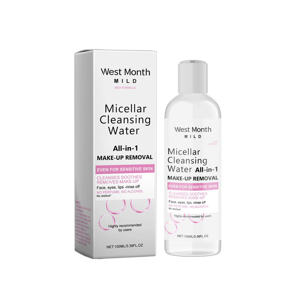 West&Month Gentle Makeup Remover, Facial Makeup Dissolves Soft Cleansing Gentle Cleansing, Clean And Non-Irritating